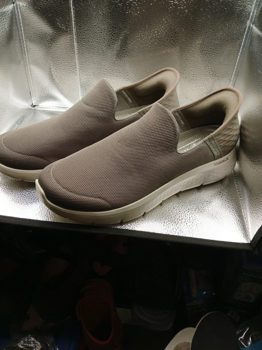Skechers Dark Taupe GOwalk Slip-On Mesh Sneakers Men's Size 13